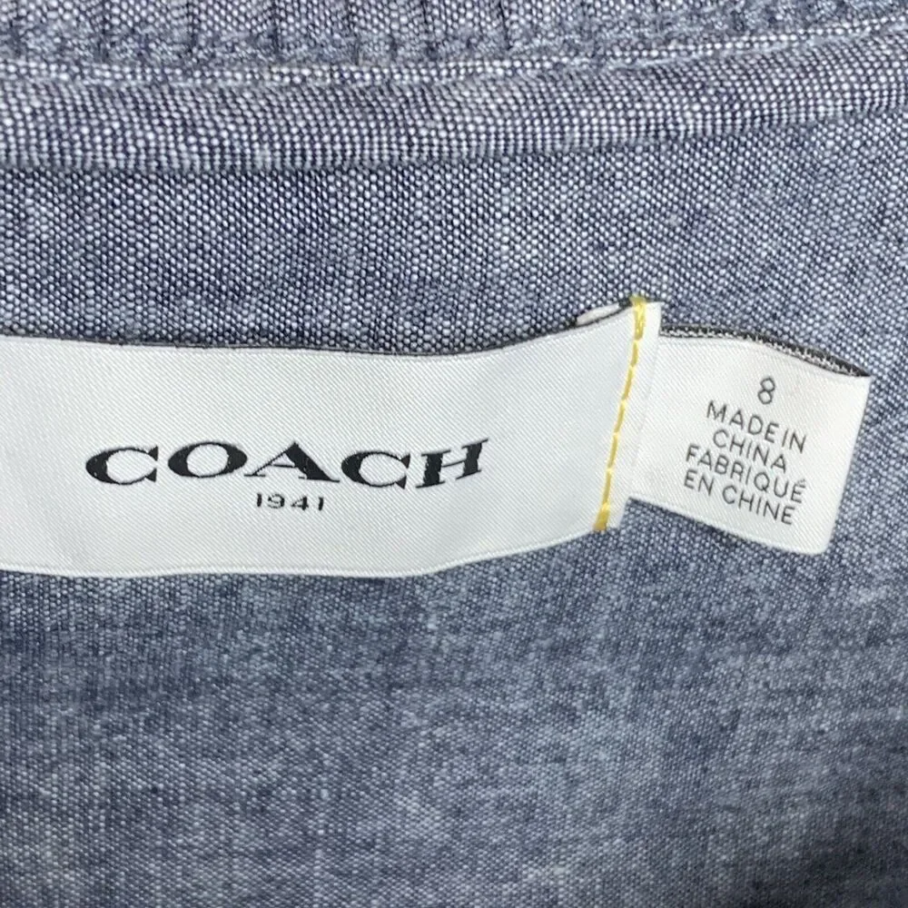 Coach Blue Chambray Short Prairie Dress Women’s Size 8 NWOT MSRP $498 - Picture 7 of 10